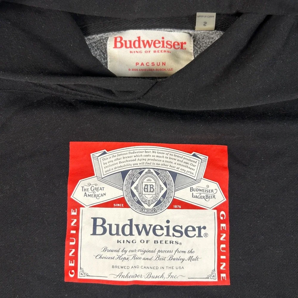 PacSun Budweiser King of Beers Graphic Hoodie Black Mens Size Medium Sweatshirt